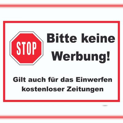 HB-Druck Stop Bitte keine Werbung Schild A0 (841x1189mm)