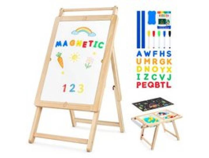 VEVOR Table Sensorielle pour Tout-Petits, Table d'Activité en Bois pour Enfants, Chevalet d'Art avec Tableau Double Face, Bacs de Rangement, pour Jeux de Sable et d'Eau, Dessin, Apprentissage, Repas