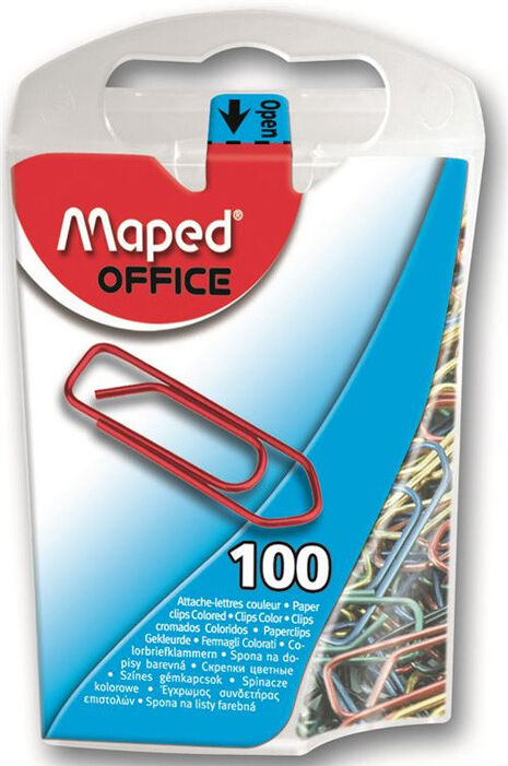 Boite 100 Trombones 25mm métal couleur - Maped