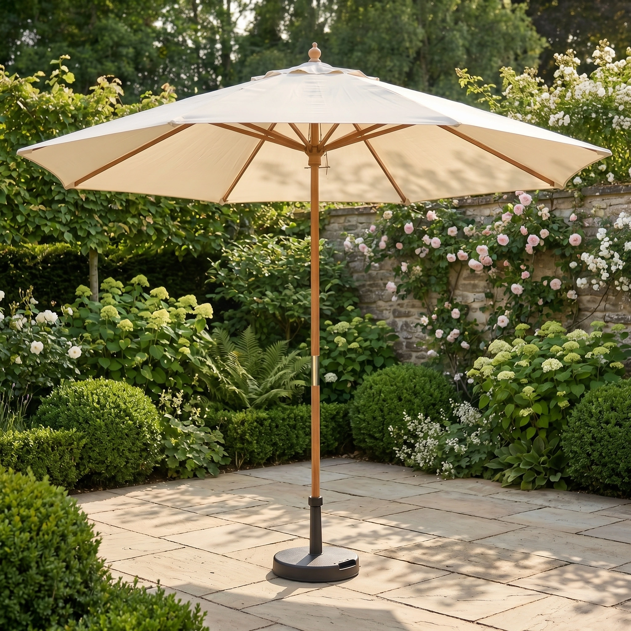 Harbour Lifestyle Kratos 3m Round Wooden Parasol in Beige