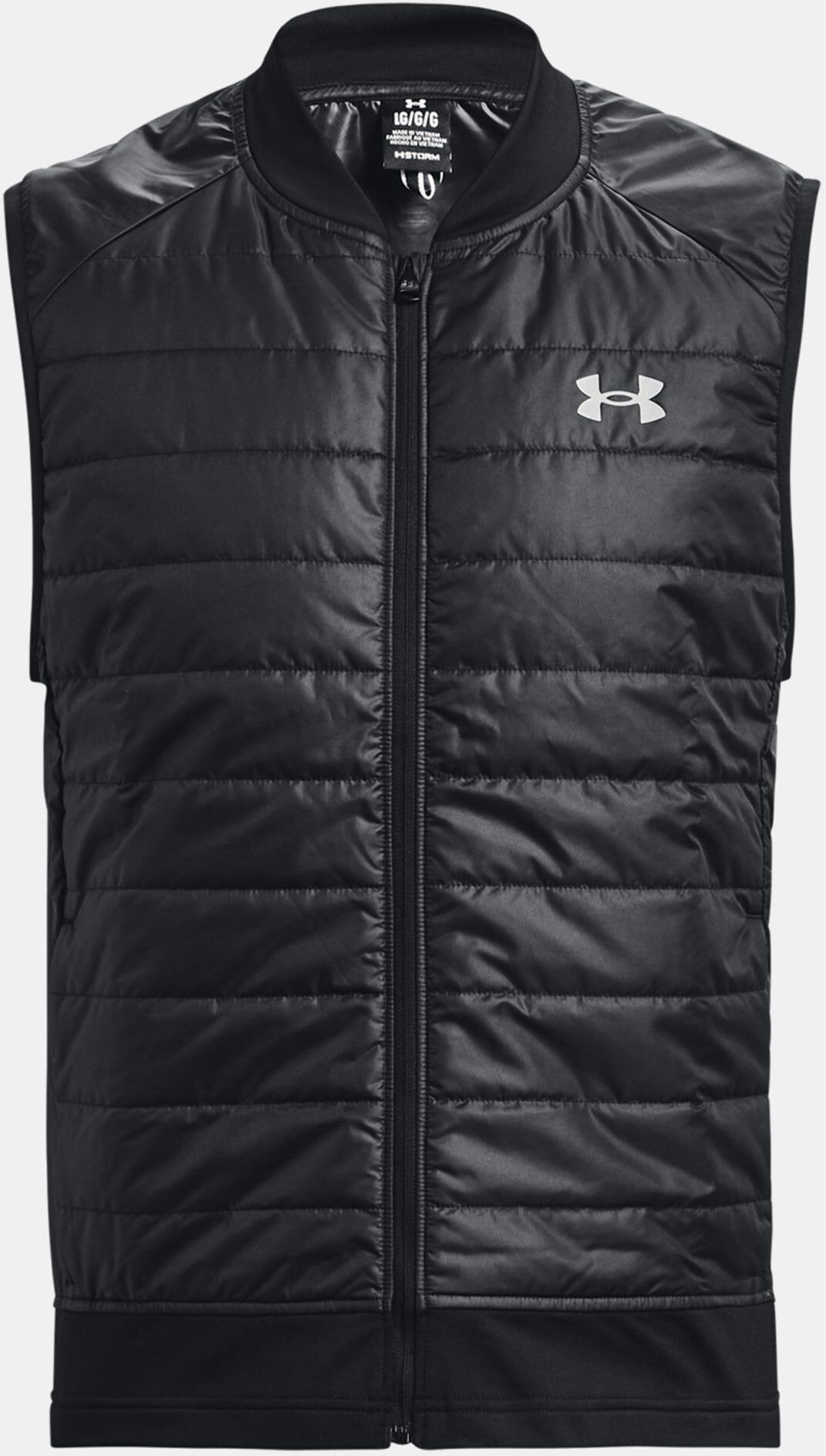 Steppweste UNDER ARMOUR "UA LAUNCH INSULATED VEST", Herren, Gr. M, schwarz,, reflective, Obermaterial: 100% Polyester. Futter: 100% Polyester. Wattierung: 100% Polyester, Westen Steppweste, mit Wattierung, leicht gefüttert, belüftet schwarz,, reflective M