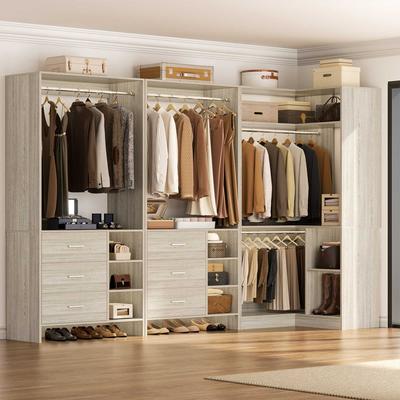 Rackcog Cimly Set of 3 Freestanding Corner Closet System, Space-saving Closet Organizer for Walk-in/ Reach-in Closet