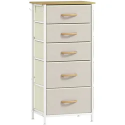 KOMMODE mit 5 Schubladen aus Vliesstoff Beige