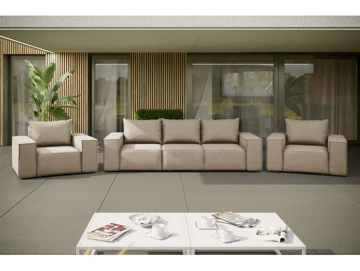 Kaiser Möbel Gartenmöbel set 3+1+1 für den Garten, Terrasse, gartenmöbel lounge set SONNE EXCLUSICVE Beige