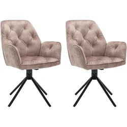byLIVING Esszimmerstuhl SARINA, 2-er Set, Samtbezug beige, Gestell schwarz