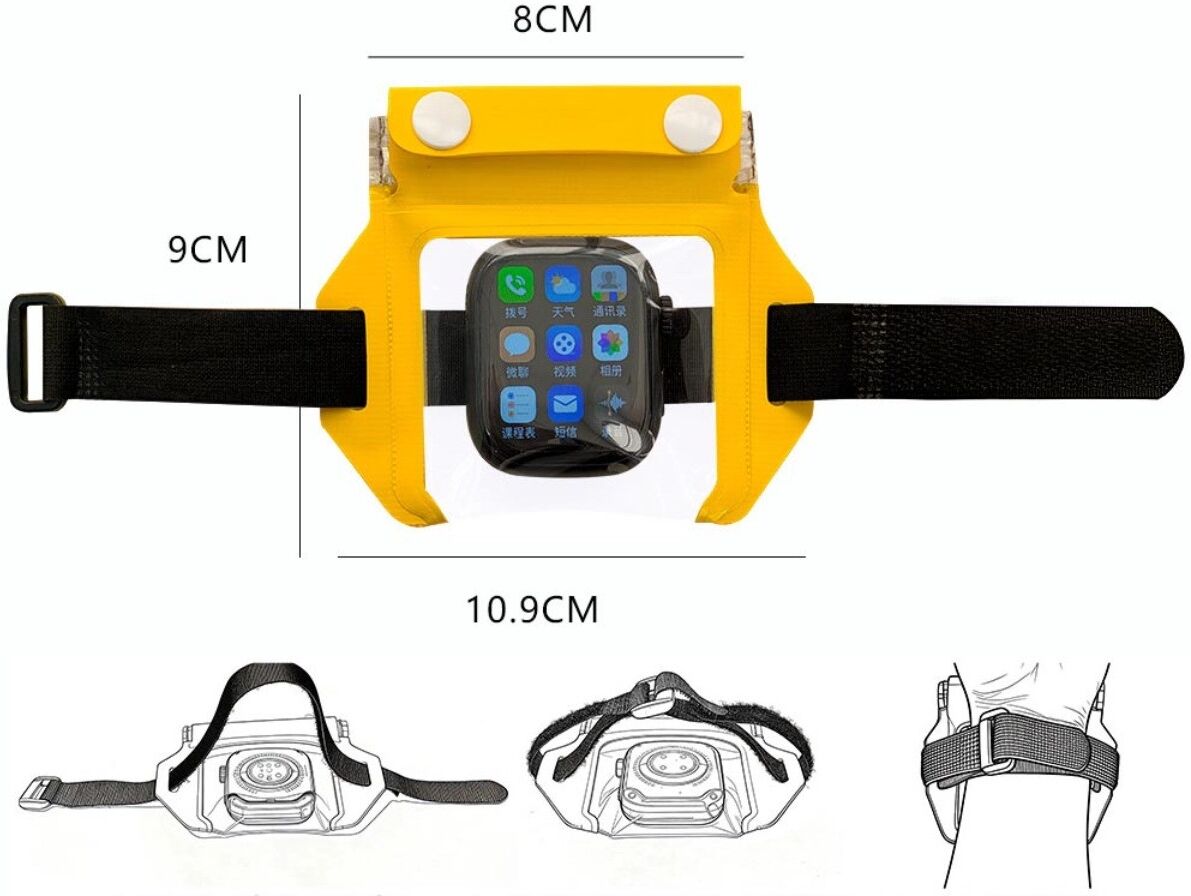 INF Smartwatch-Gesicht wasserdichte Tasche mit abnehmbarem Band, 0.3mm transparentes PVC und verstellbarem Riemen, kompatibel Blau