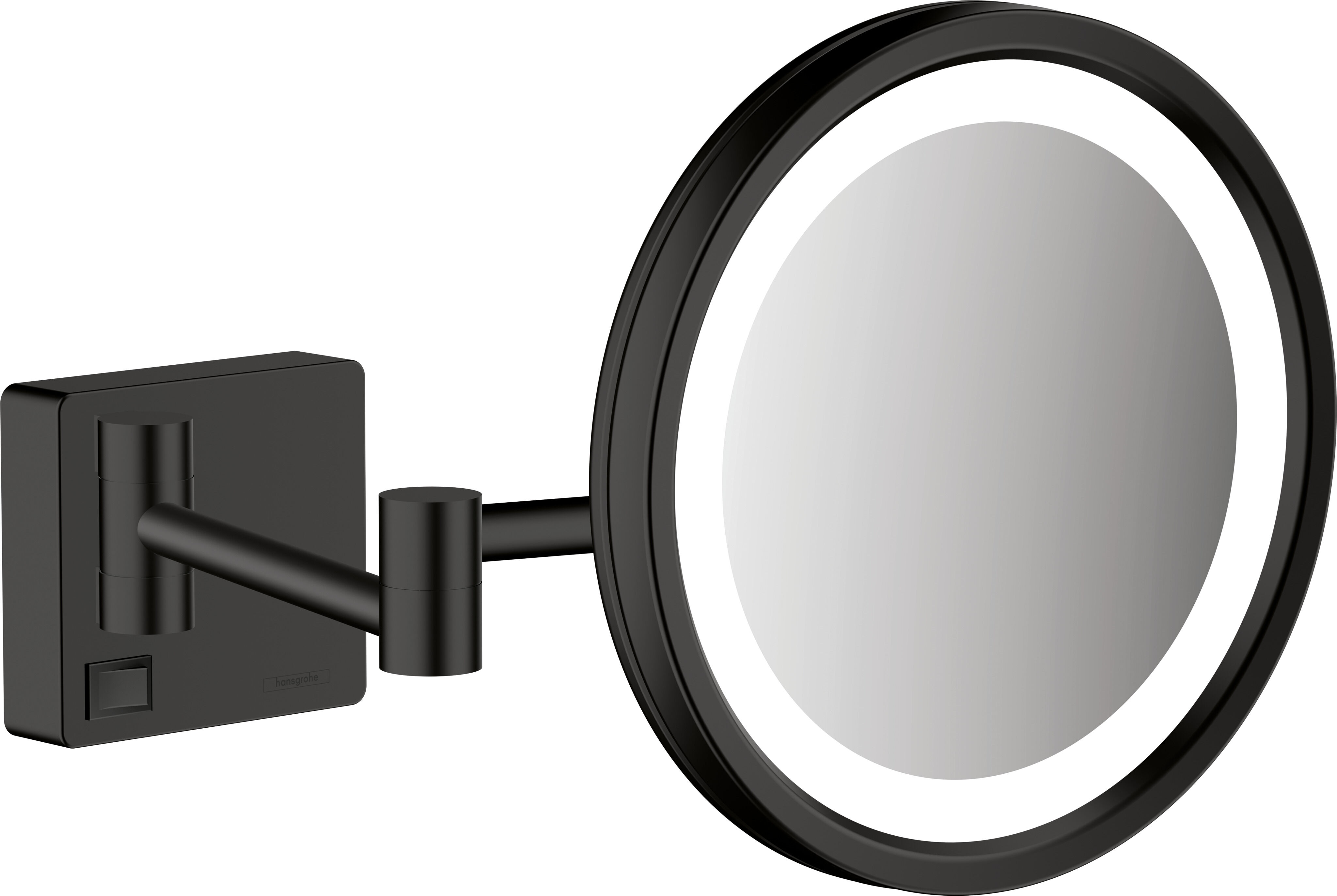 Miroir cosmétique hansgrohe AddStoris 41790670, grossissement x3, avec éclairage LED, fixation murale, noir mat