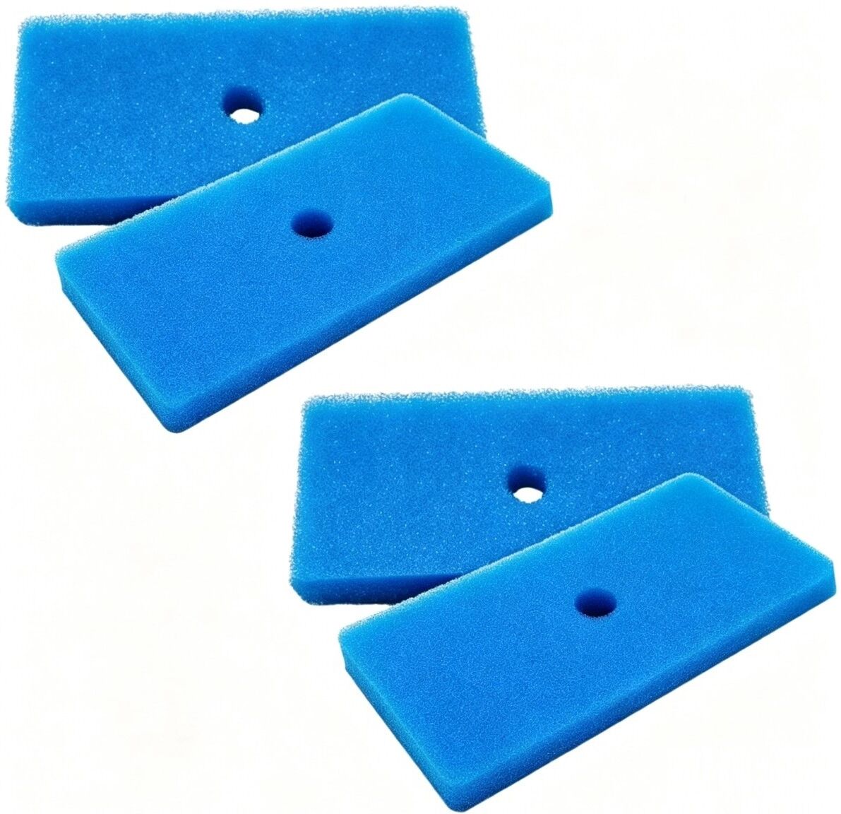 INF Lot de 4 tampons filtrants pour étang - mousse PU à filtration grossière et fine, compatible avec pompes filtrantes Bleu