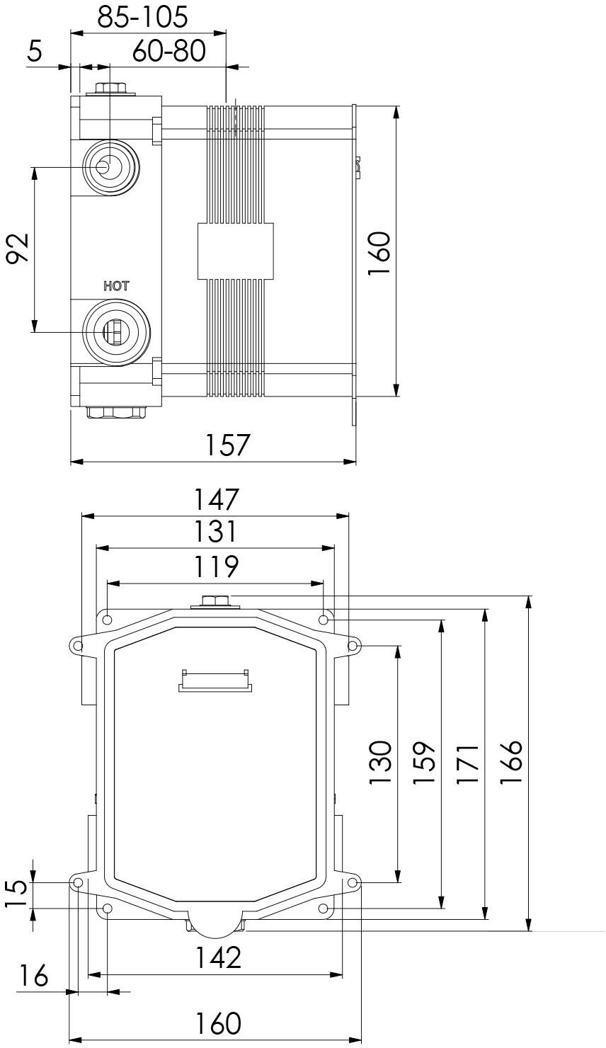 Steinberg Universal Unterputz Einbaukörper 3/4"""