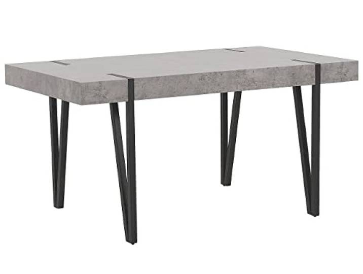 Beliani Robuster Esstisch mit industriellem Design in Betonoptik/Schwarz 150x90 cm Adena