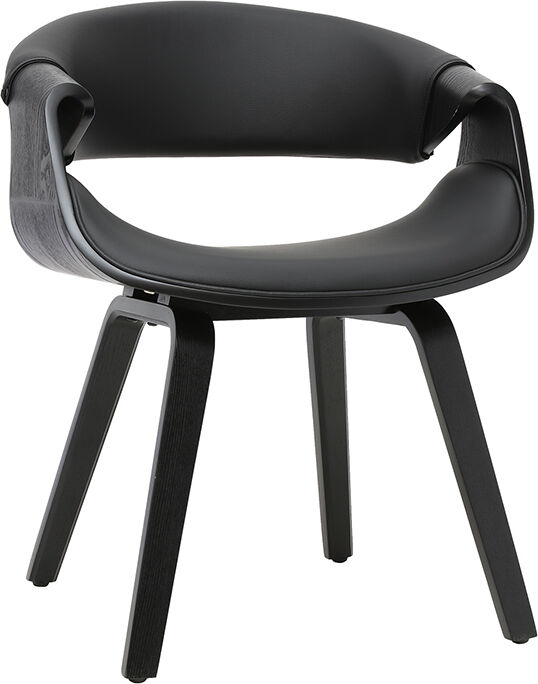 Miliboo Fauteuil design noir et bois noir ARAMIS