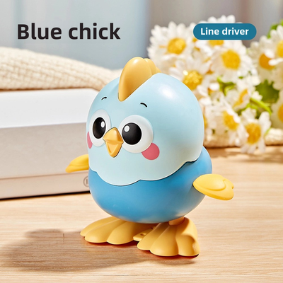 Tiny Tots Teens Trends Wind Up Toy Chicken For Babies, New Cartoon Jumping Little Yellow Chicken, Fun Realistic Small Animal That Can Run blue Chick