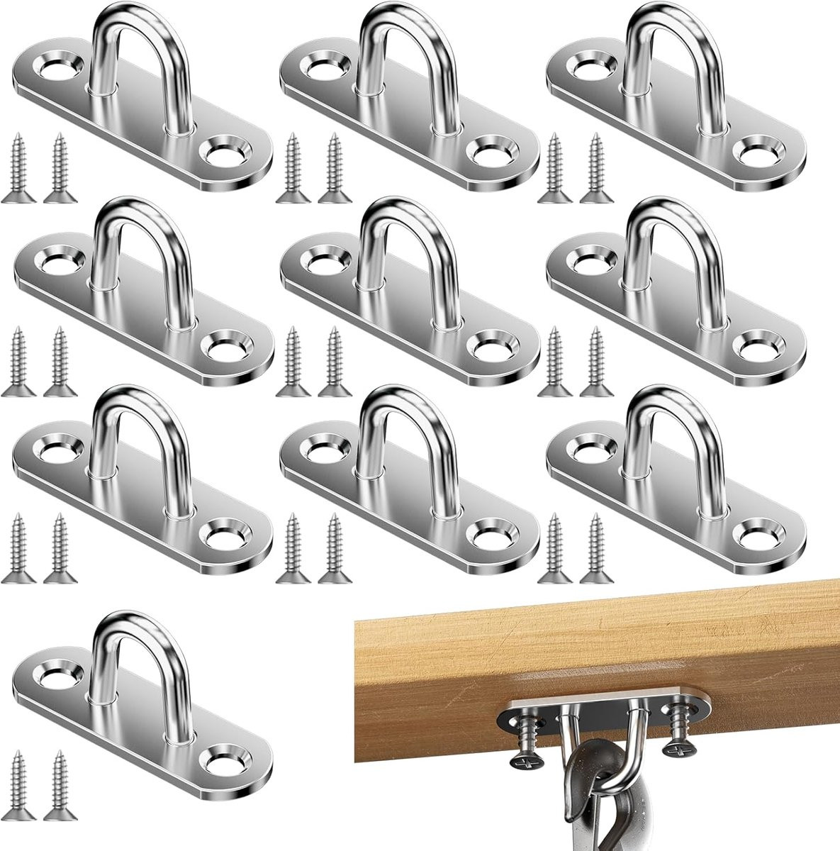 SnelShoppen 10 stuks RVS oogplaat met M5 oog voor wand- en plafondbevestiging