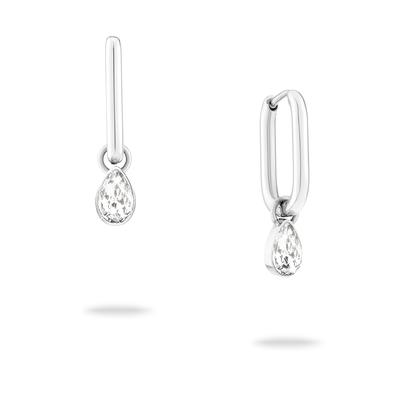 Paar Creolen ECHTZEIT "Schmuck Geschenk Edelstahl Ohrringe Like Diamonds Tropfen", silber (silberfarben, kristallweiß, kristallweiß), Ohrringe, Damen, Edelstahl, mit Zirkonia (synth.) - Einhänger abnehmbar