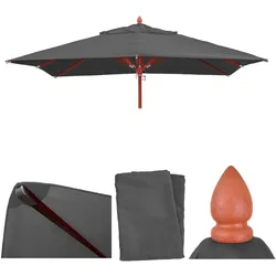 Ersatz-Bezug für Gastronomie Holz-Sonnenschirm MCW-C57, Sonnenschirmbezug Ersatzbezug, eckig 4x4m Polyester ~ anthrazit
