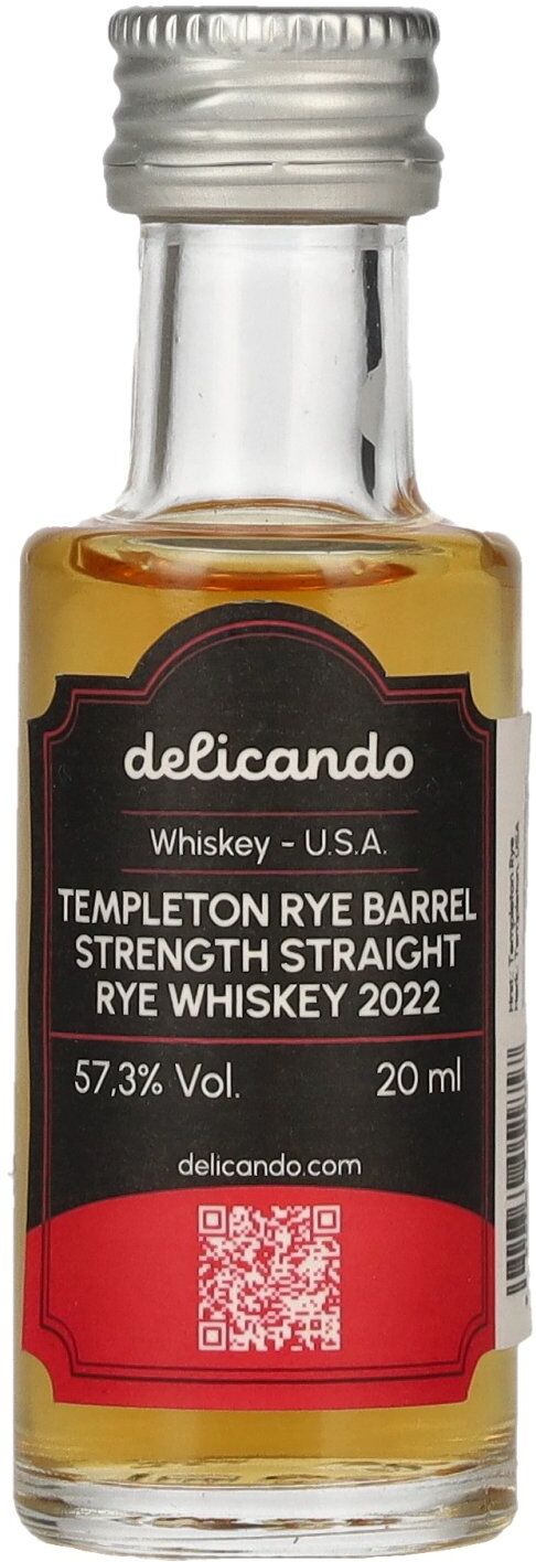 Templeton Rye Whiskey Templeton Rye Barrel Strength Straight Rye Whiskey 2022 57,3% Vol. 0,02l