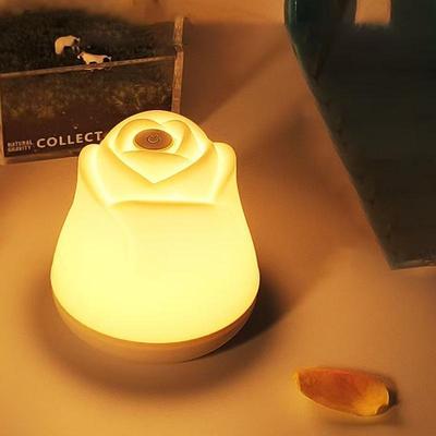 Everyday Crate Rechargeable Rose Night Light Touch Sensor Bedside Lamp With 3 Color Dimmable Ambient Lighting Rechargeable