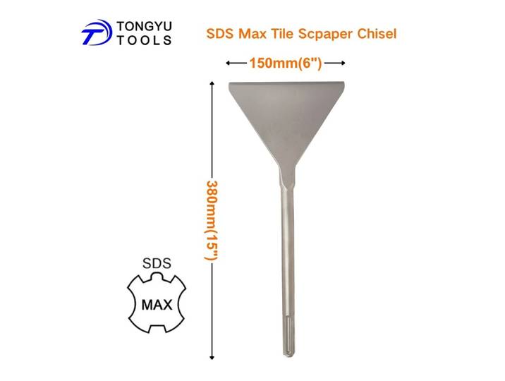 Burin de décapage SDS Max 150 mm de large pour carrelage, pointe de décapage de colle fine pour marteau perforateur, pour l'élimination du mortier et de l'adhésif