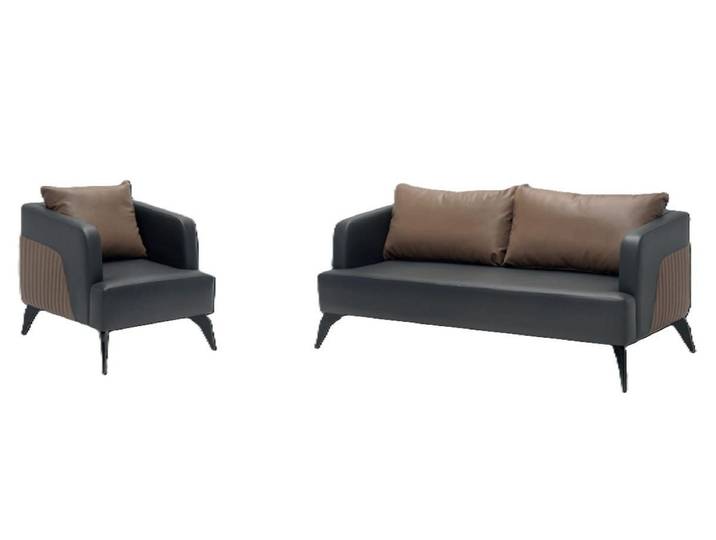 JVmoebel Polstergarnitur Schwarze Ledergarnitur mit hohem Komfort und abnehmbaren Kissen, (Set, 2-tlg), Made in Europa
