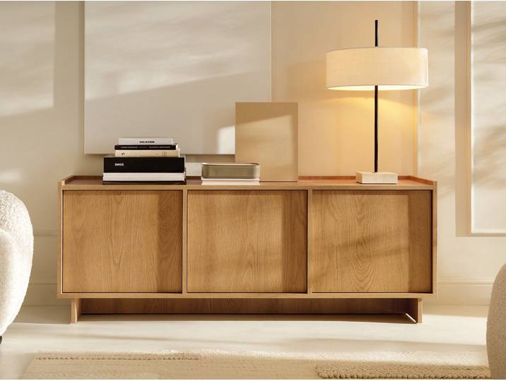 Compleo TV-Schrank 147 cm breit, Japandi design KELLOS, Lowboard Eiche Karamell