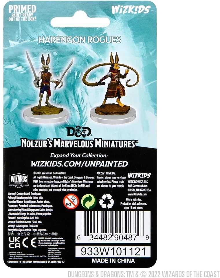 Wiz Kids LLC D;D Nolzur's Marvelous Unpainted Miniatures: Harengon Rogues by WizKids, Unpainted, Primed, and Ready to Paint for Tabletop Use