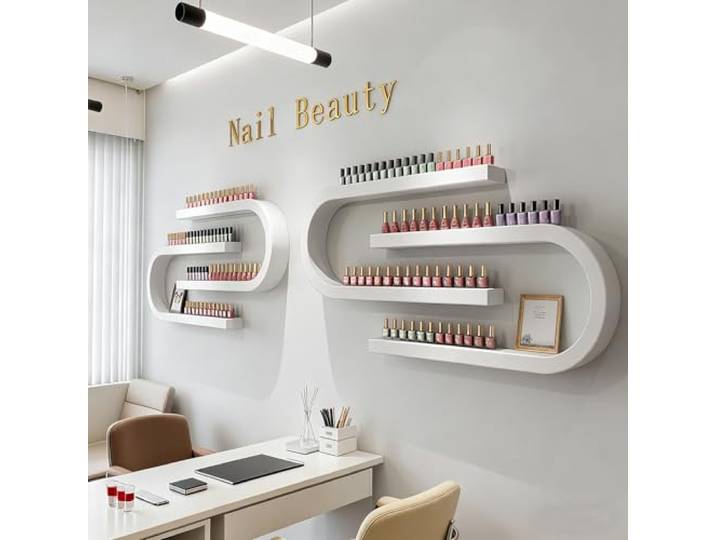FUYAO An der Wand montiertes Regal für Nagellackflaschen, U-förmiges Parfüm-Aufbewahrungsregal für ätherische Öle, multifunktionaler hängender Parfümhalter für Salon