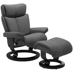 Stressless Sessel mit Hocker Magic Classic Leder Grau Batick Grey S (Small)