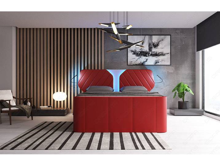 Boxspringbett Nizza mit LED, Schubladen, Matratze und Topper
