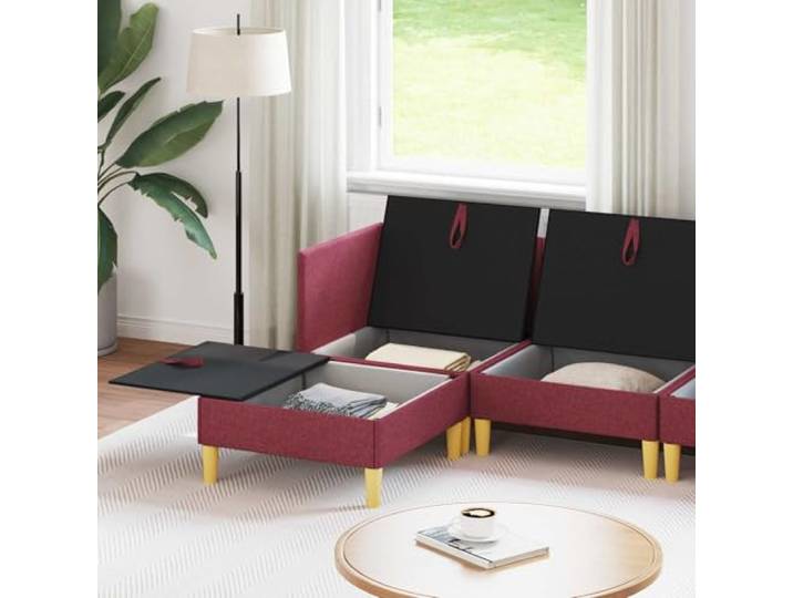 KTHLBRH Modulares Sofa-Set, 6-teilig, Weinrot, mit Stauraum Langlebiger Stoff, zeitgenössisches Design, abnehmbare Bezüge, pflegeleicht