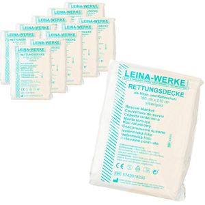 Leina-Werke Rettungsdecke REF 43000, Hitze- und Kälteschutz, 210 x 160cm, 10 Stück