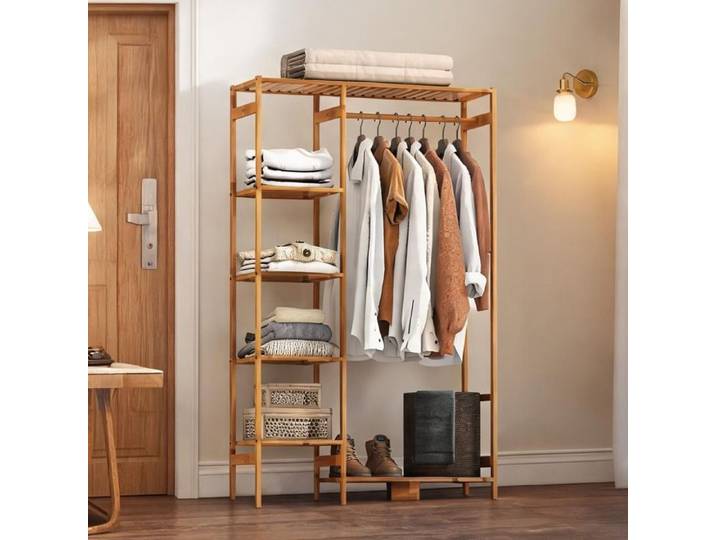 Finition naturelle Coat Racks and Stands combining 35.4 x 11.8 x 57.1 in montage facile and 90x30x145 cm