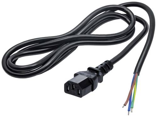 Akyga Strom Anschlusskabel [1x offene Kabelenden - 1x Kaltgeräte-Buchse C13] 1.50m Schwarz
