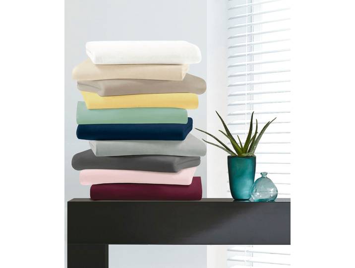 Spannbettlaken BIERBAUM Jersey , grau (kitt), 1 Stk., Jersey, 140-160x190-220 30cm, Jersey, Obermaterial: 95% Baumwolle, 5% Elasthan, Bettlaken, Spannbettlaken, 95 % Baumwolle und 5 % Elasthan für optimale Weichheit und Dehnbarkeit