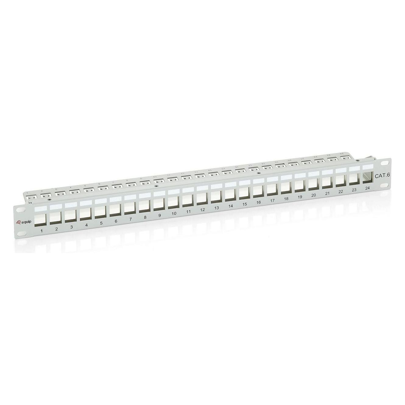 equip Patchpanel 24x RJ45 Cat6 19" 1HE Keystone RAL 7035 (767124)
