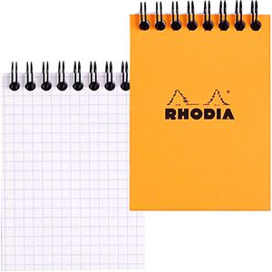 Rhodia Notizblock 11500C, kariert, A7, 80 g/m², 80 Blatt, mit Doppelspirale, orange