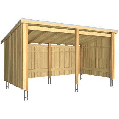 Gartenhaus PLUS "Nordic Multi", beige (natur), Holzwerkstoff, Gartenhäuser, Gartenhaus, Gartenhaus 9,5 m², 2 Module, inkl. Dachpappe/Aluleisten/H-Füße
