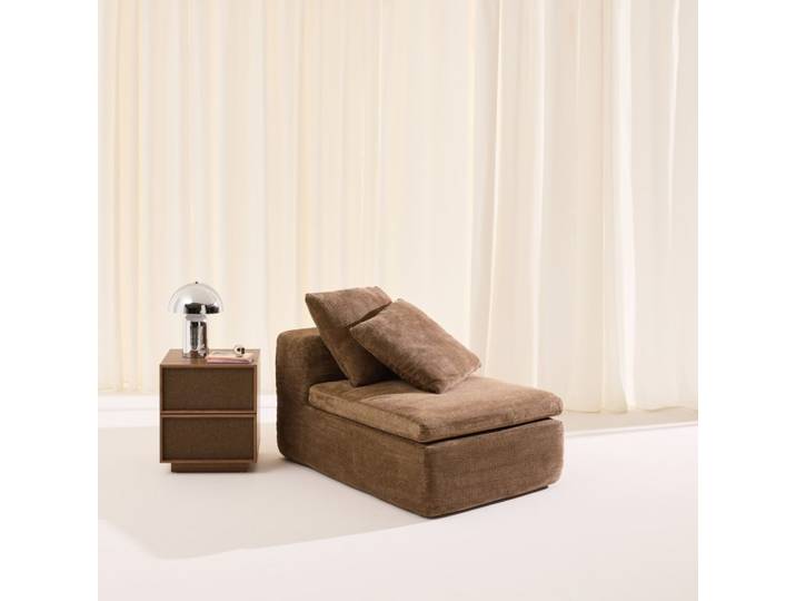 Fauteuil pour canapé modulable tissu chenille 1 place marron