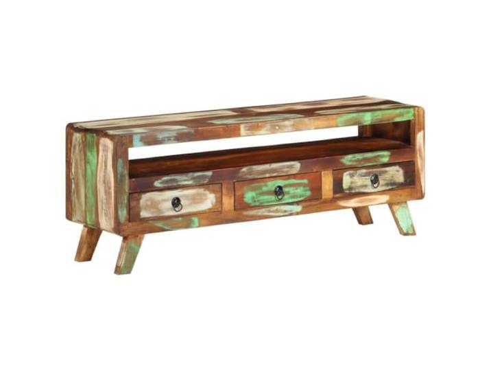 hliofuir TV-Schrank Altholz Massiv 110x30x40 cm Lowboard Mehrfarbig Handgefertigtes Lowboard aus Massivholz mit 3 Schubladen für Wohnzimmer oder Schlafzimmer. Jedes Möbelstück ein Unikat.
