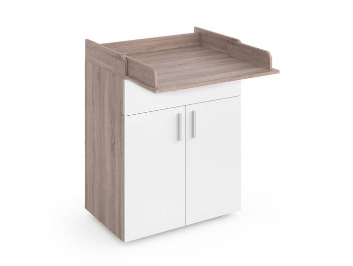 Vicco Wickelkommode Lena, Weiß/Sonoma, 75.2 x 101.5 cm, Weiß, Sonoma Eiche, Holzwerkstoff, 4 Fächer, Rechteckig, 75.2x101.5x50 cm, Baby- und Kindermöbel, Babyzimmer, Wickelkommode & Zubehör, Wickelkommoden