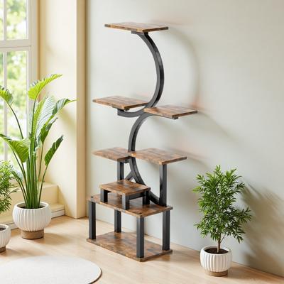 ZWYO HOSIMU "61""H Indoor Plant Stand with 5 Grow Lights, 10-Level Stepless Dimming, 0.8mm Metal Steel Pipe, Multifunctional Display Rack"