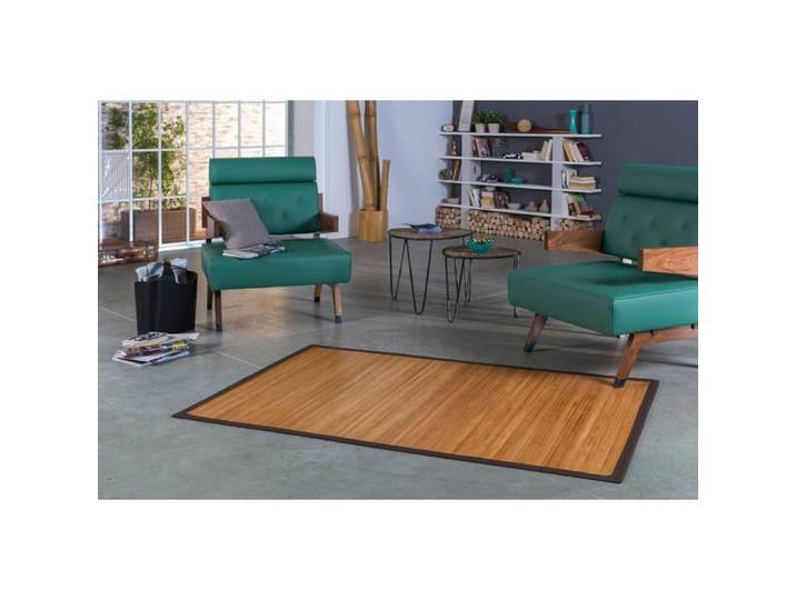 DE-COmmerce Tapis en Bambou Sensual Ø 90 cm Bordure Antidérapante Surface Vitrifiée