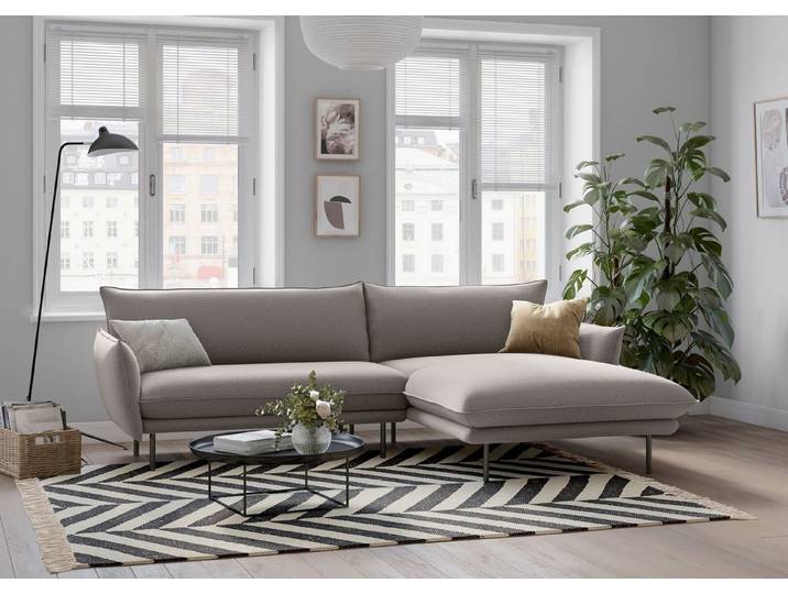 OTTO home Ecksofa Stine L-Form, Besonderes Design durch Kissenoptik und Keder