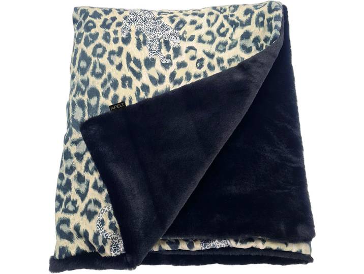 Plaid APELT Maurice 140X180 , schwarz (schwarz, natur), B:140cm L:180cm, Polyester, Wohndecken, Plaid, trendiges Leomuster
