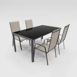 Lex Gartenmöbel Set Metall Tisch 4 Stapelsessel Essgruppe Gartenset Sitzgruppe Stuhl beige : Beige