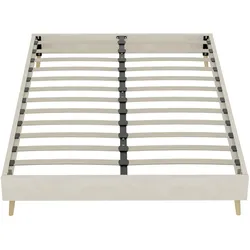 OKWISH Bettgestell Stoff und Metall Beige 200x160x cm, moderne Plattformbauweise, stabiler Mehrfachstützrahmen, schnelle Montage