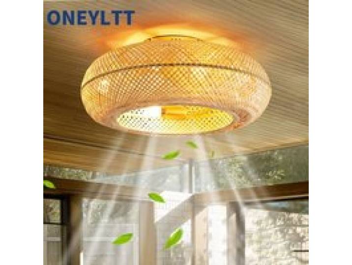 Ventilateur de plafond - RUMOCOVO - FT-CF12 - Bambou rond - LED - 50 cm - Marron