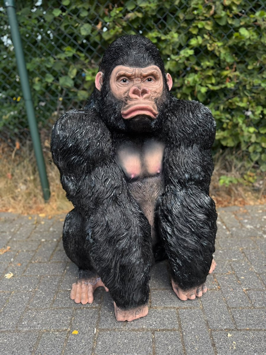 Goodyz Gorilla XXL Beeld - Zwart - Staand met vuisten op de grond