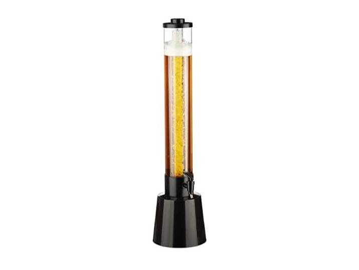 Relaxdays Distributeur de Boisson avec Robinet\, 3 l\, réservoir à glaçons\, pour Jardin\, Transparent et Noir