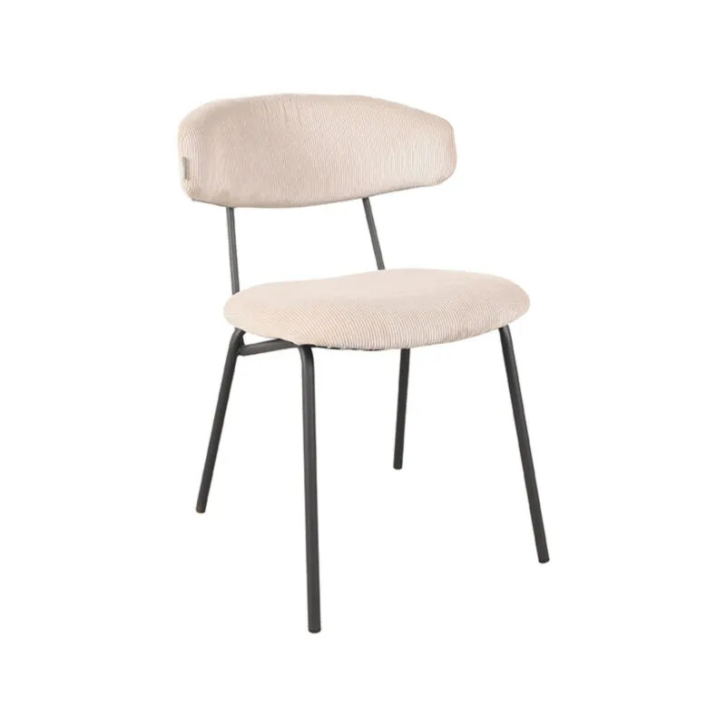Label51 Eetkamerstoel Zack - Naturel Ribcord - Zwart Metalen Frame