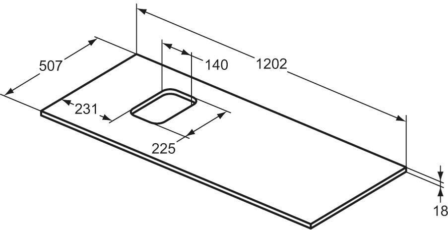 Ideal Standard life B Waschtischplatte für einen Aufsatzwaschtisch 120,2 cm